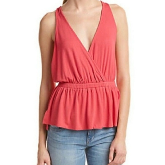 Free People Tops - Free People Coral Deep V Wrap Tank Top